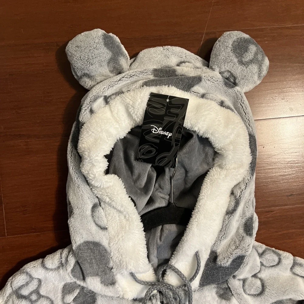 Disney Mickey and Minnie Mouse One Piece Hoodie Pajama Set Women SIZE Large - Picture 8 of 16